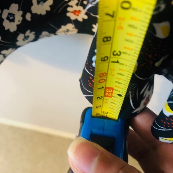 Parker Mini Dress with Flare Sleeves & Floral Neck Collar Black Size S - Picture 11 of 11